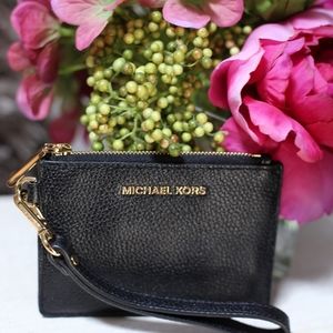 Michael Kors Black Leather Wristlet Wallet